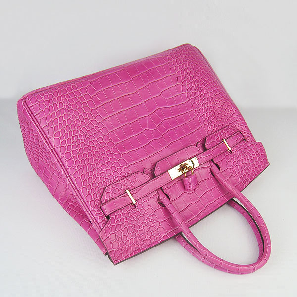 High Quality Fake Hermes Birkin 35CM Crocodile Veins Leather Bag Peach 6089 - Click Image to Close